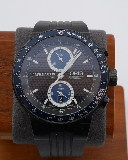 No Reserve - Oris Williams F1 Chrono 45MM Black Dial Rubber Strap (7563)