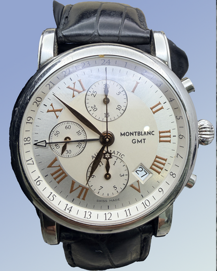 Montblanc Star Chronograph 42MM Silver Dial Leather Strap (7067)