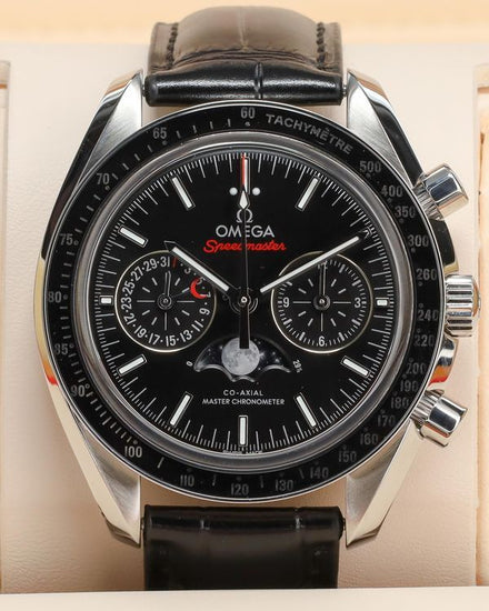 2022 Omega Speedmaster Moonphase 44.25MM Black Dial Leather Strap (304.33.44.52.01.001)