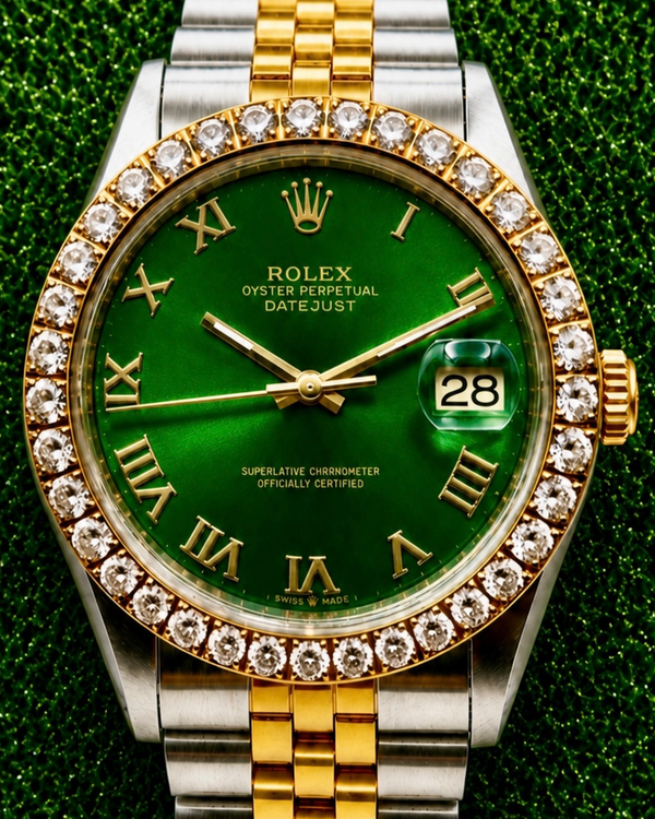No Reserve - Rolex Datejust 36MM Aftermarket Green Dial Aftermarket Two-Tone Jubilee Bracelet (1601)