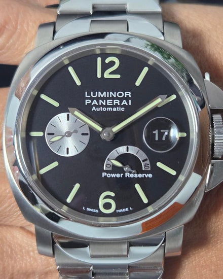 2025 Panerai Luminor Power Reserve 44MM Black Dial Titanium Bracelet (PAM001171)