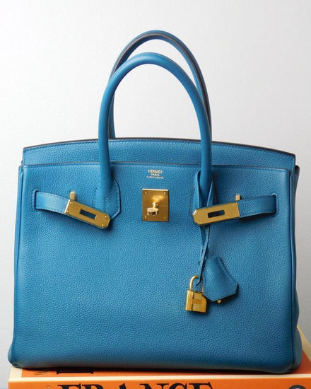 2016 Hermès Birkin 30 Handbag Blue Epsom Leather Gold-Tone Hardware Double Top Handles (Handbag)