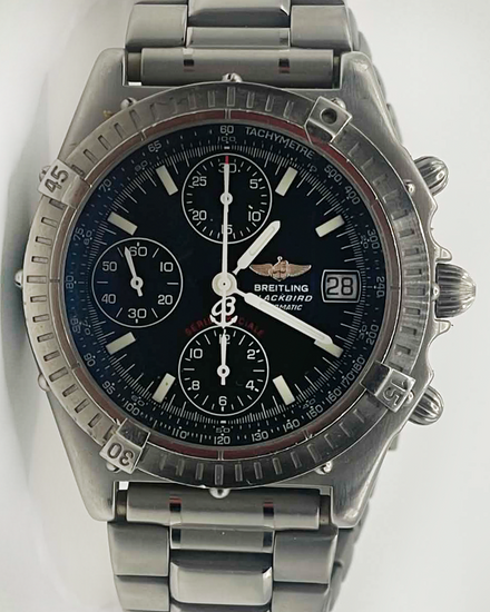 Breitling Chronomat Blackbird "Serie Speciale" 40MM Black Aftermarket Dial Steel Bracelet (A13350)