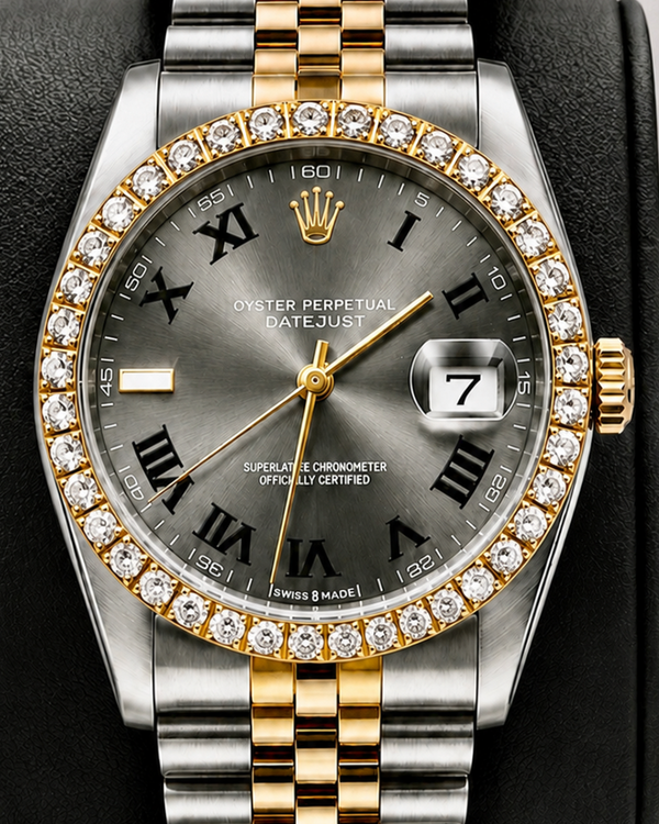 No Reserve - Rolex Datejust 36MM Aftermarket "Wimbledon" Slate Dial Aftermarket Two-Tone Jubilee Bracelet (1601)