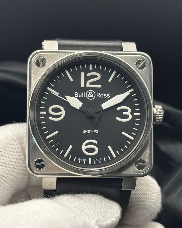 No Reserve - 2011 Bell & Ross BR 01 46MM Black Dial Rubber Strap (BR01-92-S)