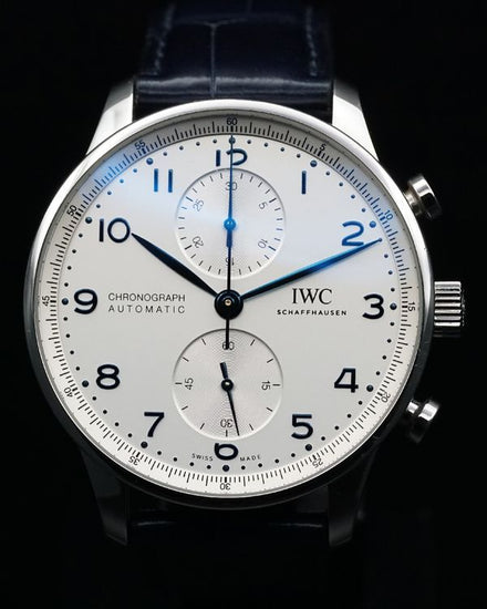 2020 IWC Schaffhausen Portugieser Chronograph 41MM Silver Dial Leather Strap (IW371605)