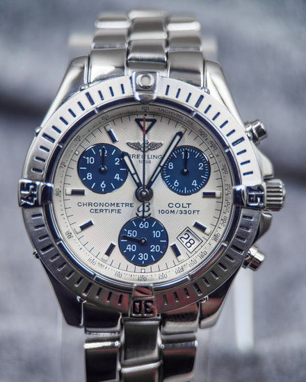 No Reserve - Breitling Colt Chronograph 38MM Quartz Silver Dial Steel Bracelet (A73350)