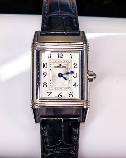 2014 Jaeger-LeCoultre Reverso Duetto 33MM Silver/Black Dial Leather Strap (Q2668412)