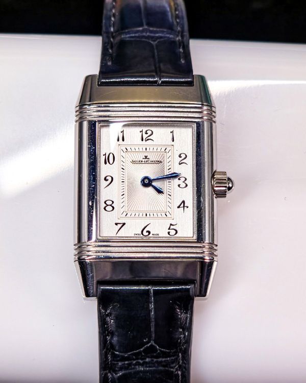 2014 Jaeger-LeCoultre Reverso Duetto 33MM Silver/Black Dial Leather Strap (Q2668412)