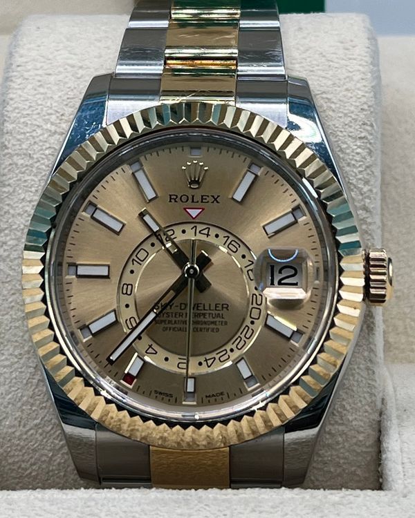 2017 Rolex Sky-Dweller 42MM Champagne Dial Two-Tone Oyster Bracelet (326933)