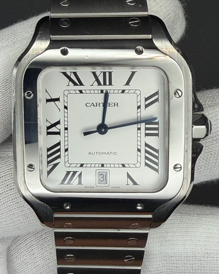 2022 Cartier Santos De Cartier Large 39.8MM White Dial Steel Bracelet (WSSA0018)