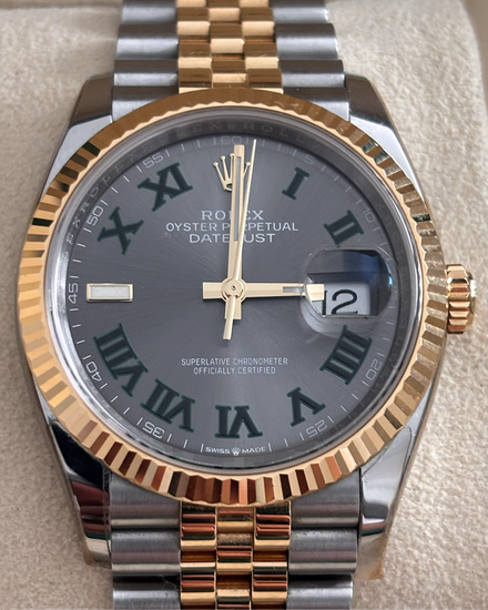 2023 Rolex Datejust "Wimbledon" 36MM Slate Dial Two-Tone Jubilee Bracelet (126233)