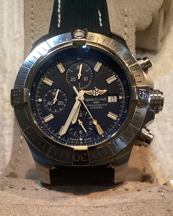 2024 Breitling Avenger Chronograph 45MM Blue Dial Leather Strap (A13317)