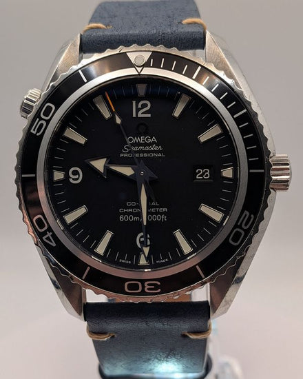 2011 Omega Seamaster Planet Ocean 45.5MM Black Dial Aftermarket Leather Strap (2900.50.91)