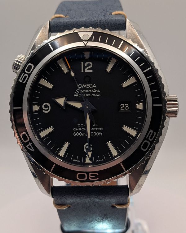 2011 Omega Seamaster Planet Ocean 45.5MM Black Dial Aftermarket Leather Strap (2900.50.91)