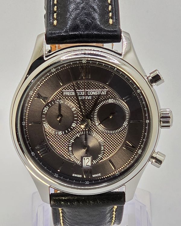 No Reserve - 2023 Frederique Constant Geneve 40MM Quartz Grey Dial Aftermarket Leather Strap (FC-292MG5B6B)