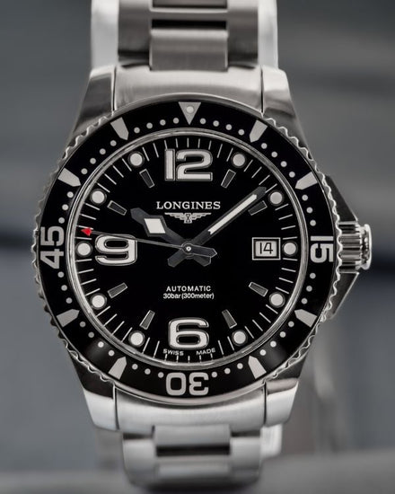 No Reserve - Longines HydroConquest 39MM Black Dial Steel Bracelet (L3.741.4.56.6)
