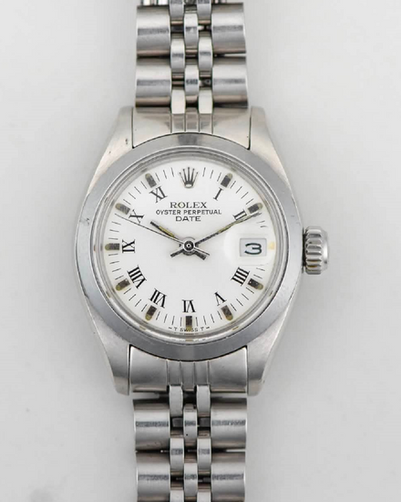 No Reserve - 1981 Rolex Oyster Perpetual Lady Date 26MM White "Buckley" Dial Jubilee Bracelet (6916)