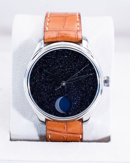 2020 H. Moser & Cie Endeavour Perpetual Moon Concept 42MM Aventurine Dial Leather Strap (1801-1201)