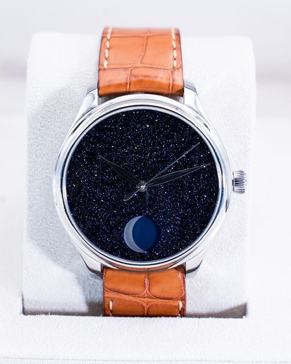 H. Moser & Cie Endeavour Perpetual Moon Concept Aventurine 42MM Blue Dial Leather Strap (1801-1201)