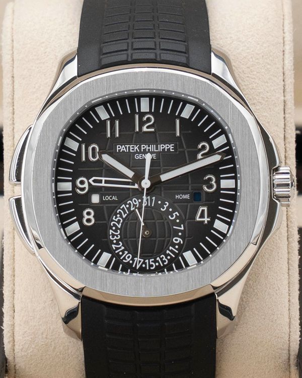 2020 Patek Philippe Aquanaut Travel Time 40.8MM Black Dial Rubber Strap (5164A-001)