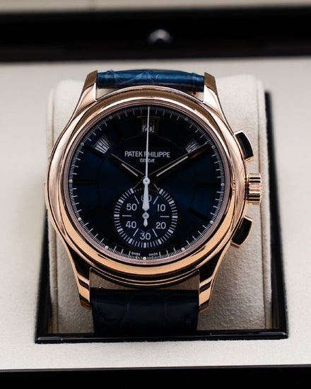2026 Patek Philippe Annual Calendar Chronograph 42MM Blue Dial Leather Strap (5905R-010)