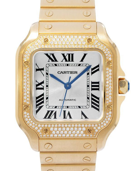 Cartier Santos 100 35MM Silver Dial Yellow Gold Bracelet (WJSA0010)