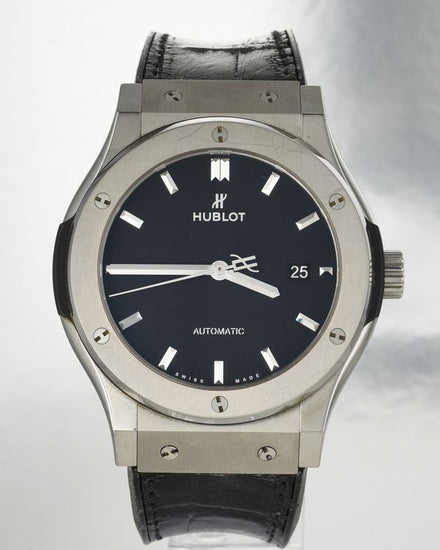 Hublot Classic Fusion 42MM Black Dial Leather Strap (542.NX.1171.LR)