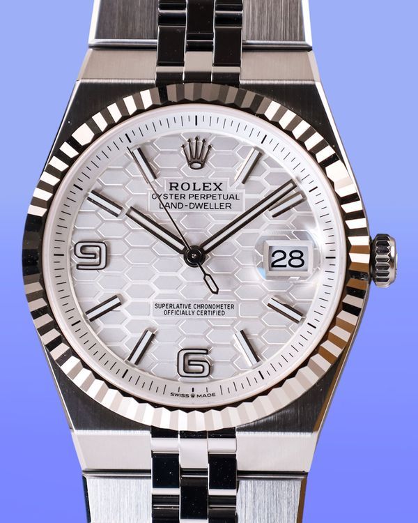 2026 Rolex Land-Dweller 40MM White "Honeycomb" Dial Flat Jubilee Bracelet (127334)
