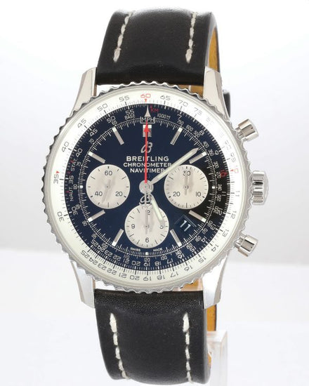 No Reserve - 2024 Breitling Navitimer B01 43MM Chronograph Black Dial Leather Strap (AB0121211B1X1)