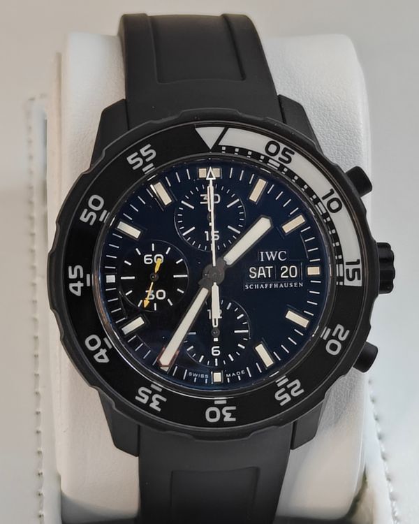 IWC Schaffhausen Aquatimer Chronograph 44MM Black Dial Rubber Strap (IW376705)