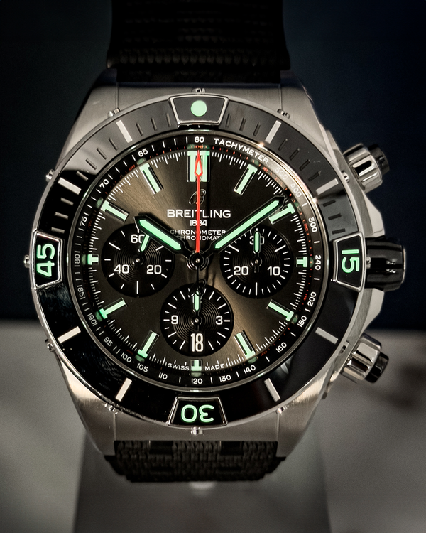 2025 Breitling Super Chronomat B01 44MM Black Dial Rubber Strap (AB0136)