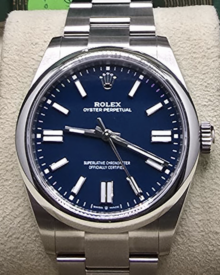 2025 Rolex Oyster Perpetual 41MM Med Blue Dial Oyster Bracelet (134300)