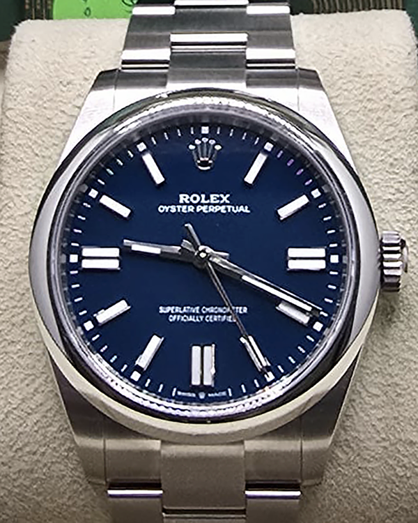 2025 Rolex Oyster Perpetual 41MM Med Blue Dial Oyster Bracelet (134300)