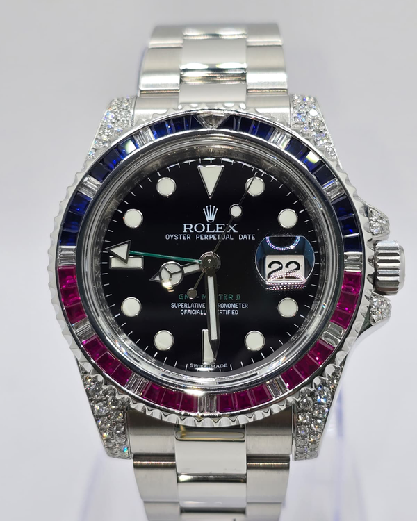 2009 Rolex GMT-Master II 40MM Aftermarket Black Dial Oyster Bracelet (116710)