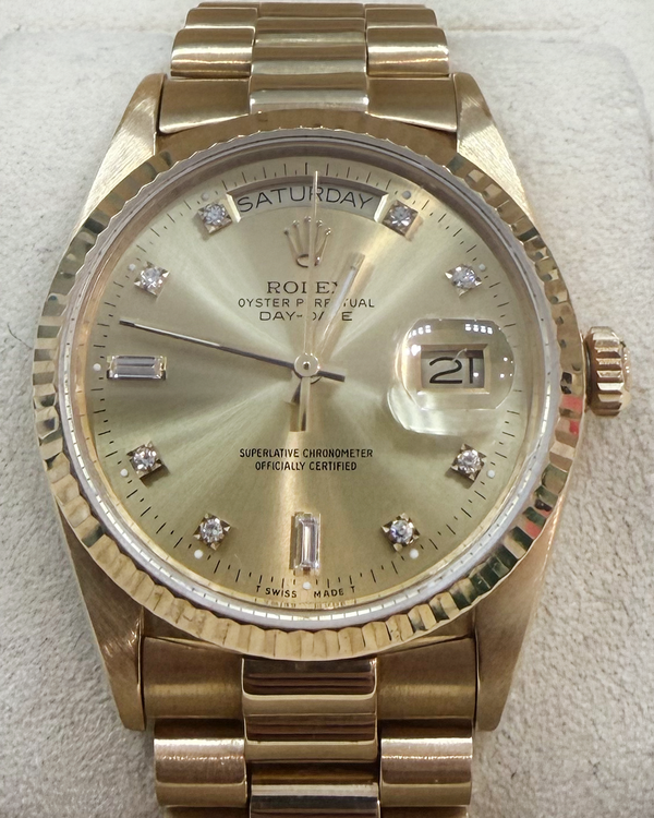 1986 Rolex Day-Date 36MM Champagne Dial Yellow Gold President Bracelet (18038)