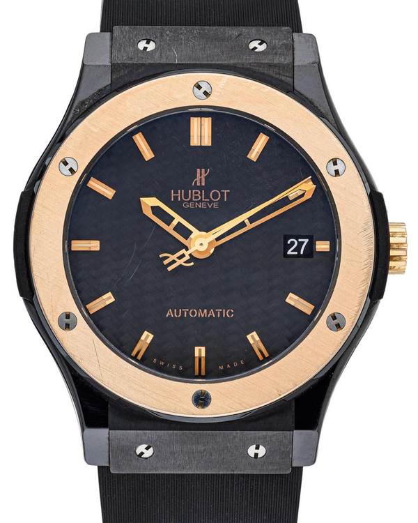Hublot Classic Fusion 42MM Black Carbon Fiber Dial Rubber Strap (511.C0.1781.RX)
