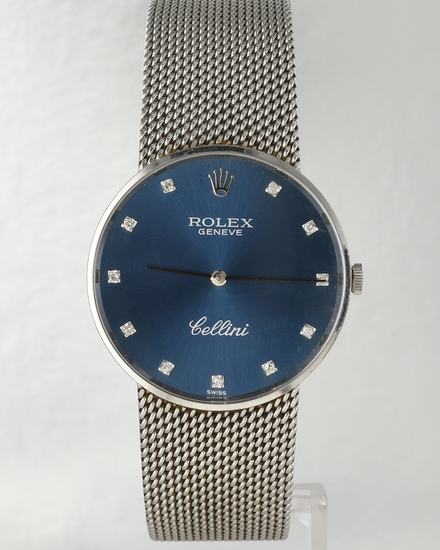 Rolex Cellini 31MM Aftermarket Blue Dial White Gold Bracelet (4088)