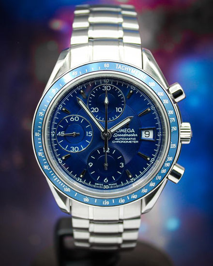 2014 Omega Speedmaster Date 40MM Blue Dial Steel Bracelet (3212.80.00)