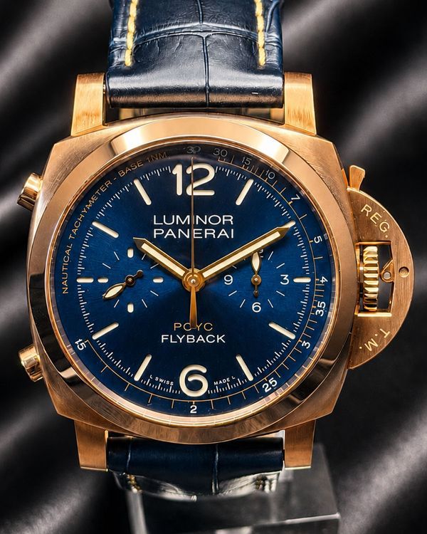 2020 Panerai Luminor 1950 Chrono Flyback 44MM Blue Dial Leather Strap (PAM01020)