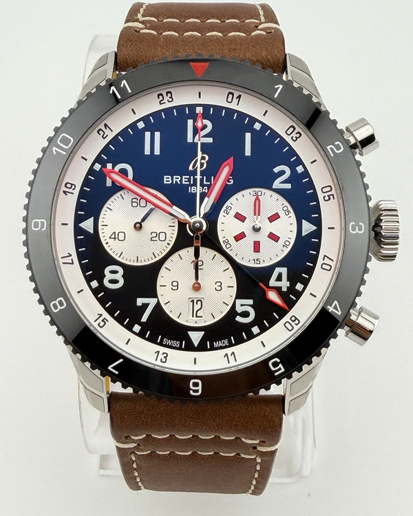 2026 Breitling Super Avi B04 Chronograph GMT "Mosquito" 46MM Black Dial Leather Strap (YB04451A1B1X1)