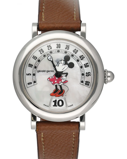 Gérald Genta Arena Bi-Retro 34MM Mother of Pearl Dial Leather Strap (G.3612)