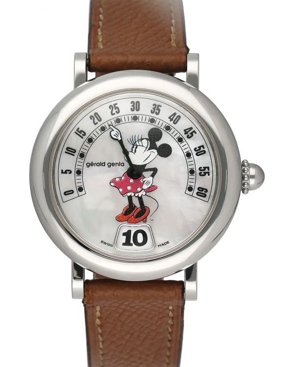 Gérald Genta Arena Bi-Retro 34MM Mother of Pearl Dial Leather Strap (G.3612)