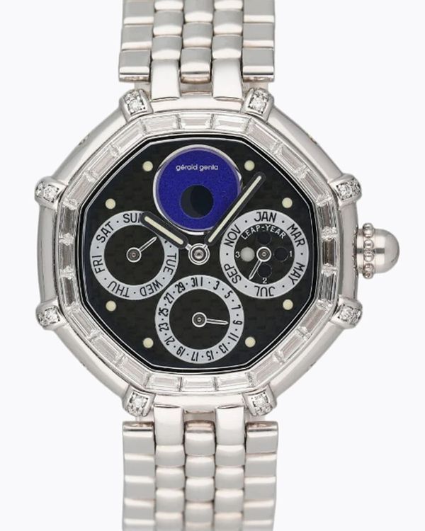 Gérald Genta Success Perpetual Calendar 35MM Black Dial White Gold Bracelet (G3374.7)