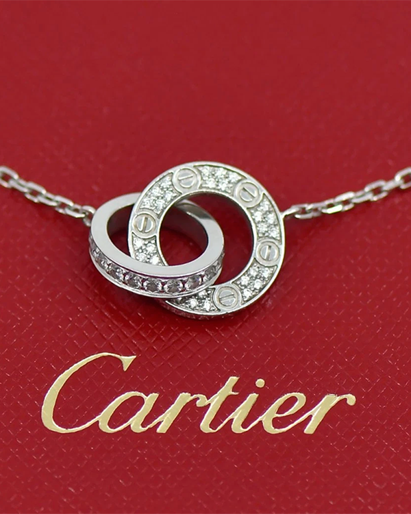 Cartier Love Necklace 16 in White Gold Diamond Chain (Necklace)