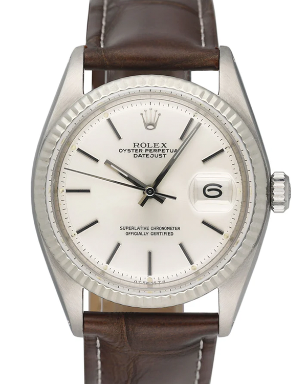 1973 Rolex Datejust 36MM Silver Dial Leather Strap (1601)