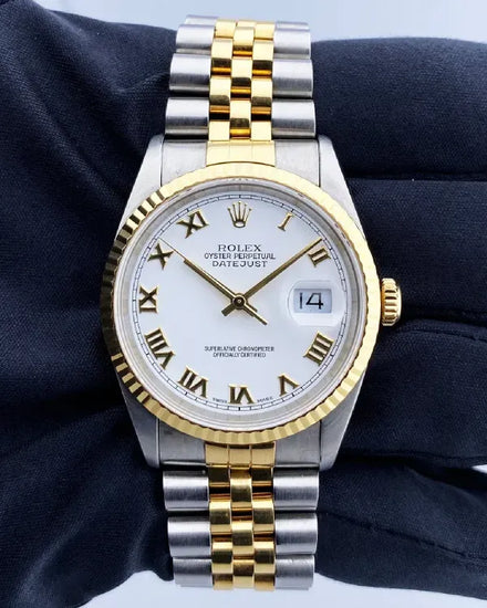2001 Rolex Datejust 36MM White Dial Two-Tone Jubilee Bracelet (16233)