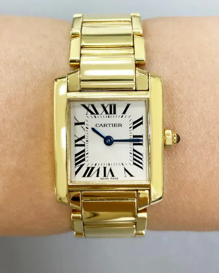 2002 Cartier Tank Française 20MM Quartz Silver Dial Yellow Gold Bracelet (W50002N2)