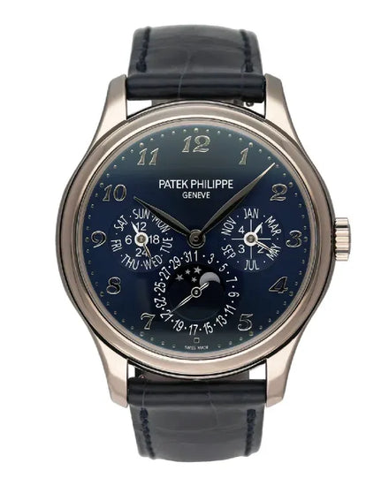 2022 Patek Philippe Grand Complications Perpetual Calendar 39MM Blue Dial Leather Strap (5327G-001)