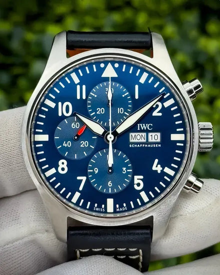 2021 IWC Schaffhausen Pilot's Watch Chronograph "Le Petit Prince" 43MM Blue Dial Leather Strap (IW377714)